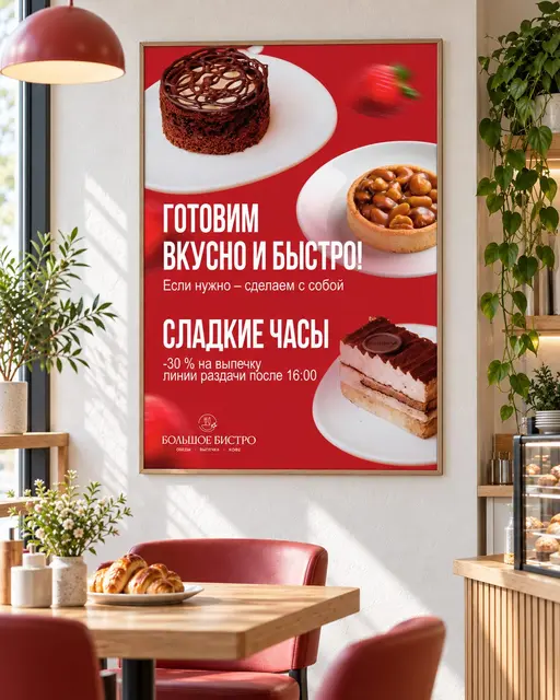 Дизайн рекламных баннеров для ресторана «Большое Бистро»
