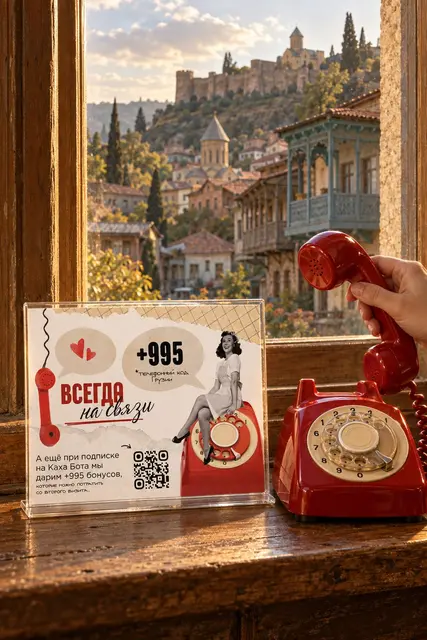 Дизайн настольной таблички с QR-кодом для ресторана «Каха»